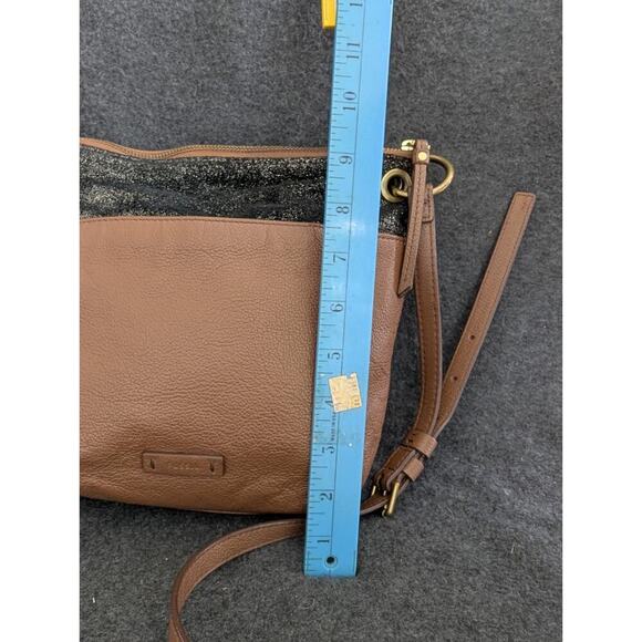 Fossil Keely Womens Handbag Brown Black Glitter Leather Top Handle Crossbody Bag - Picture 3 of 12